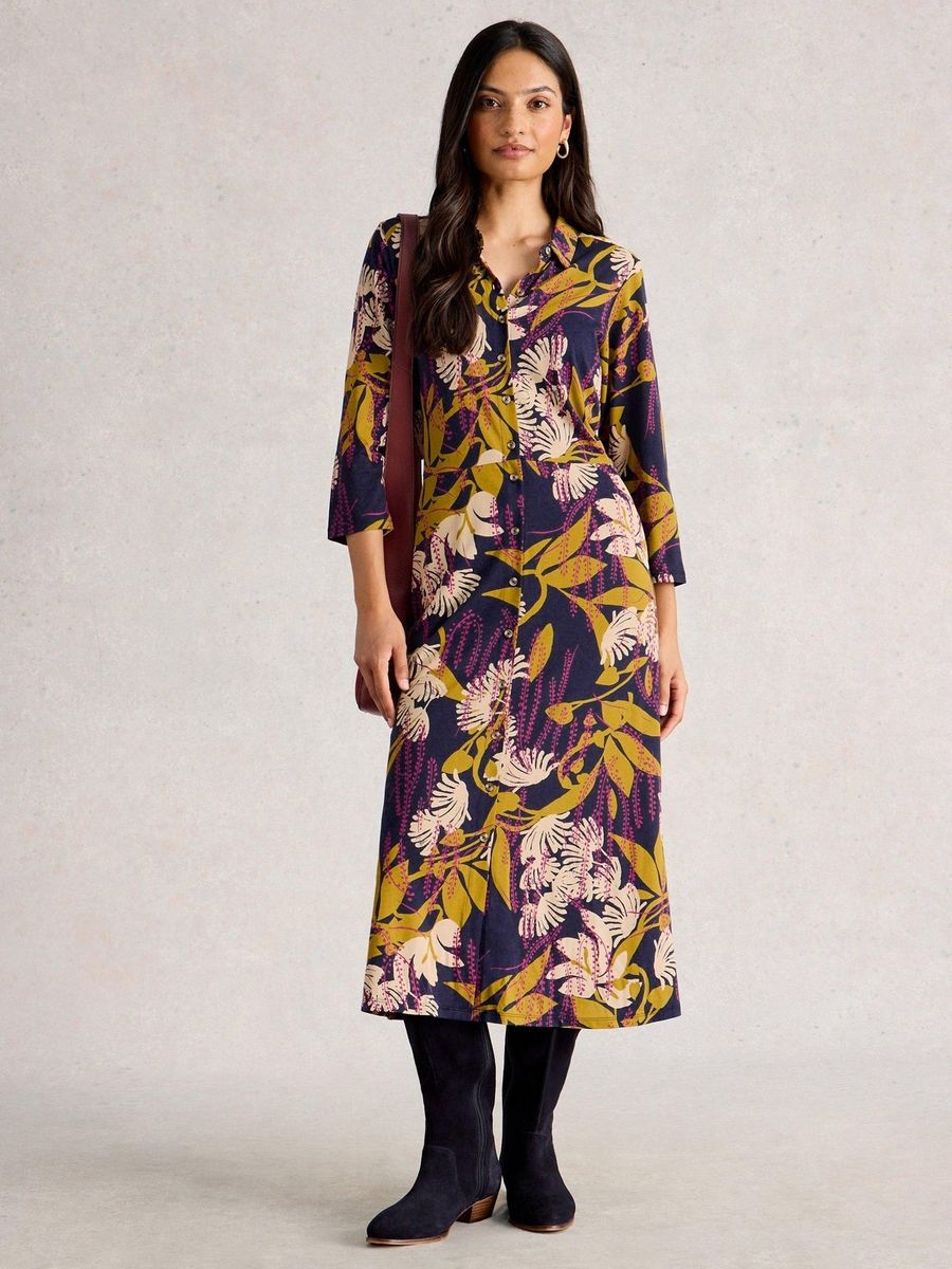 Geblümtes Jersey-Midikleid