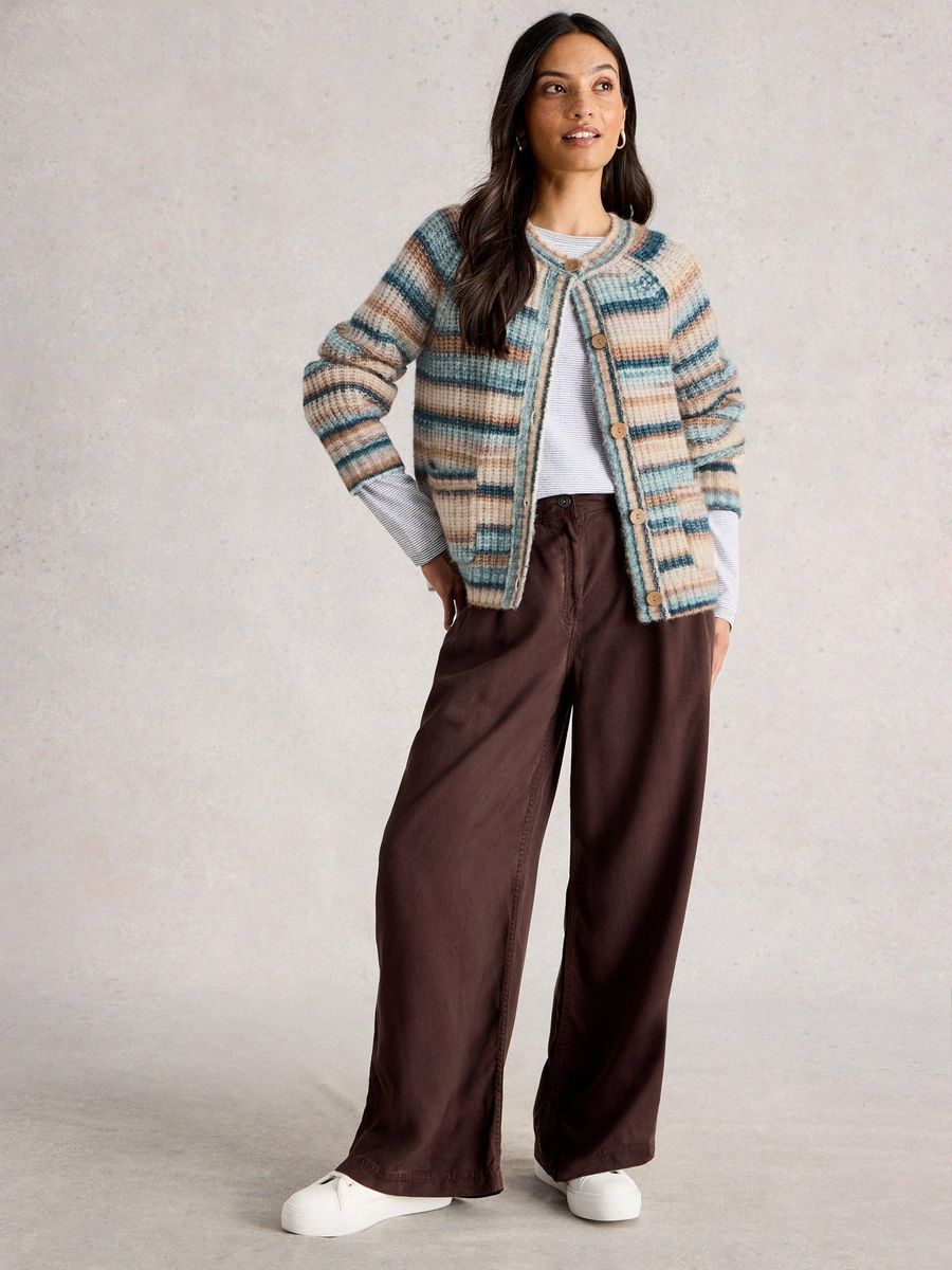 Lockerer Rippstrick-Cardigan in Space-Dye