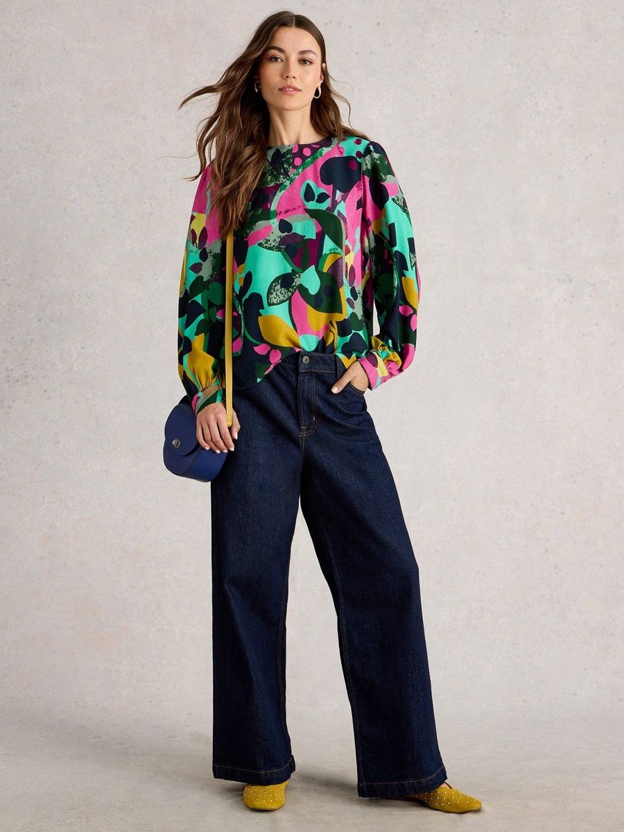 Viskose-Bluse mit lebhaftem Blumenprint