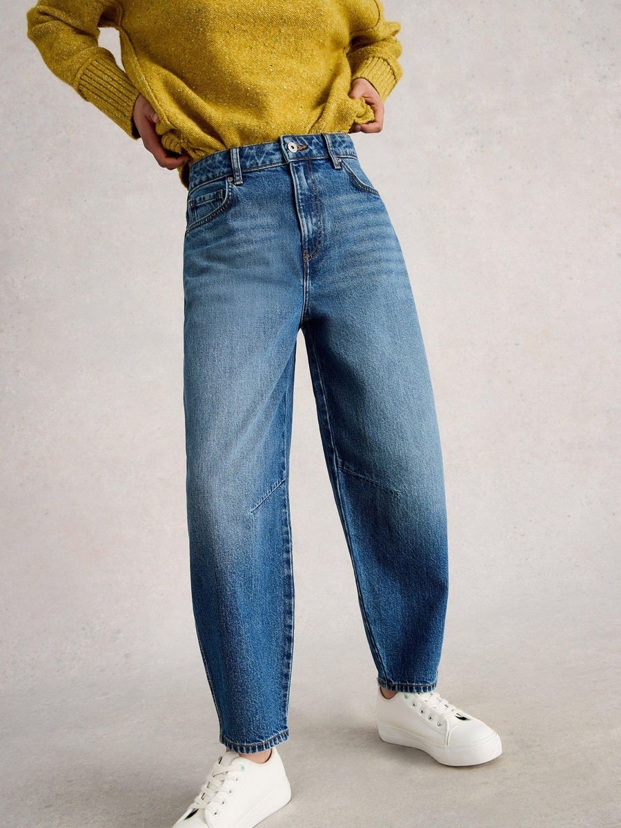 Hochtaillierte Jeans im Barrel-Fit