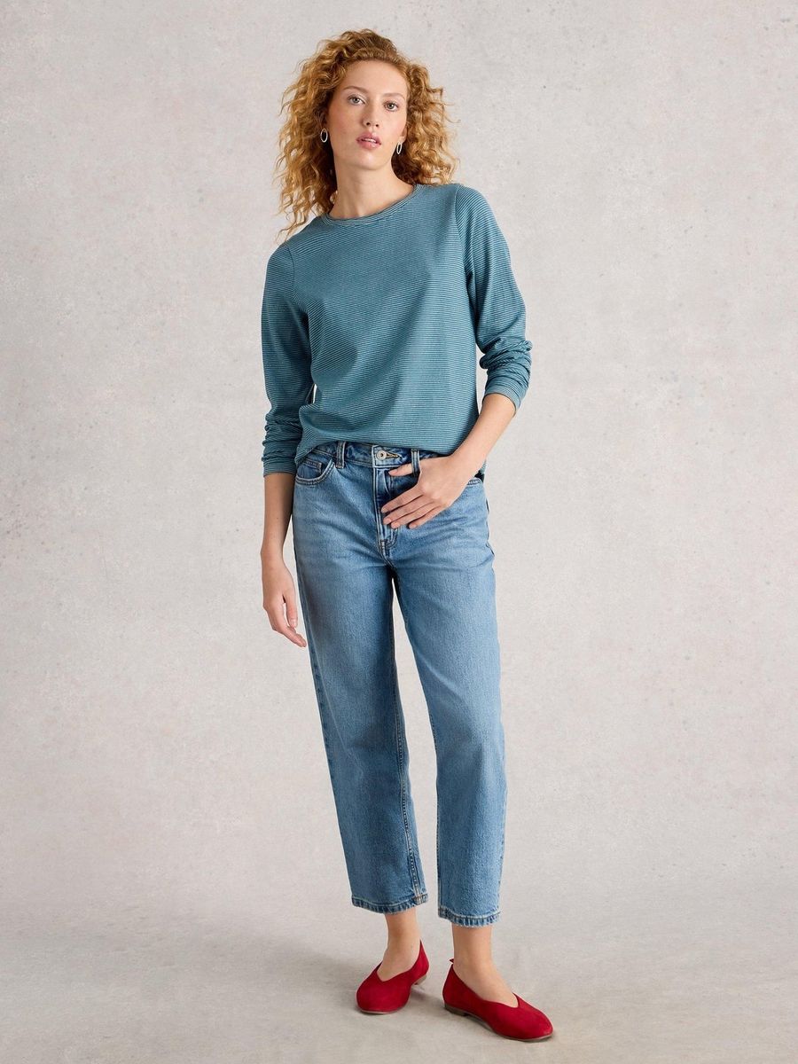 Gestreiftes Langarmshirt mit Glitzereffekt