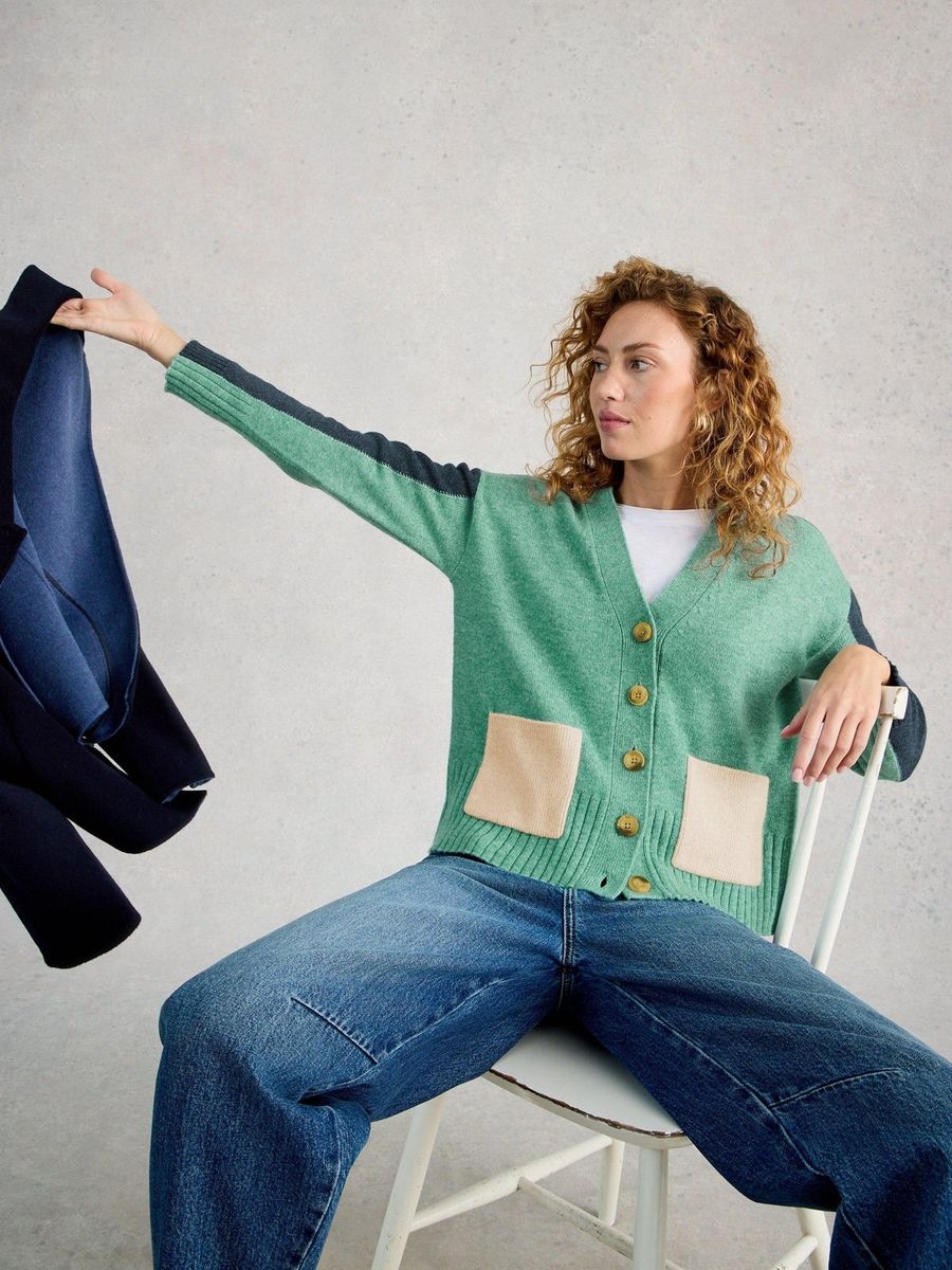 Strickjacke mit Colour-Block-Design