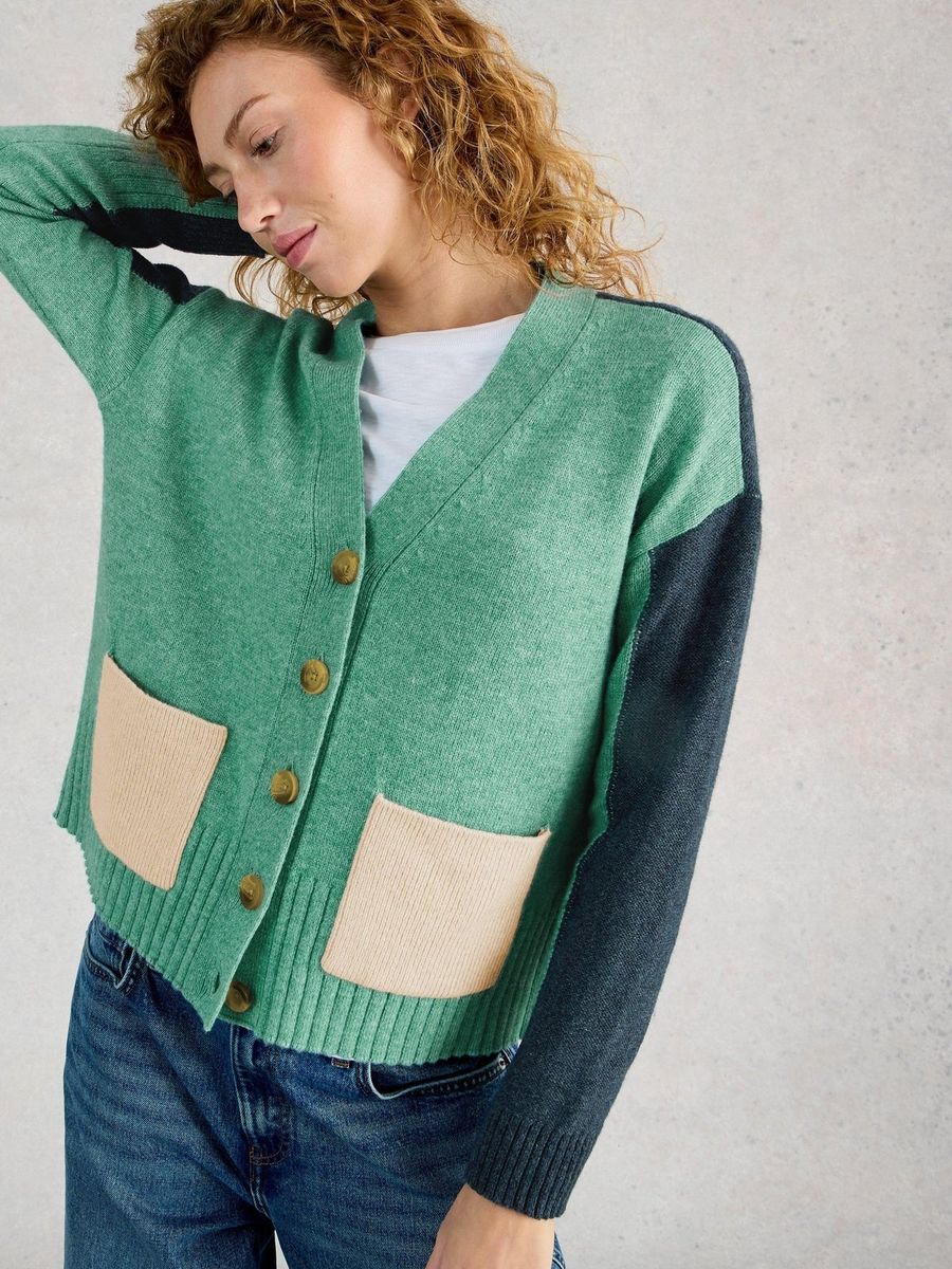 Strickjacke mit Colour-Block-Design