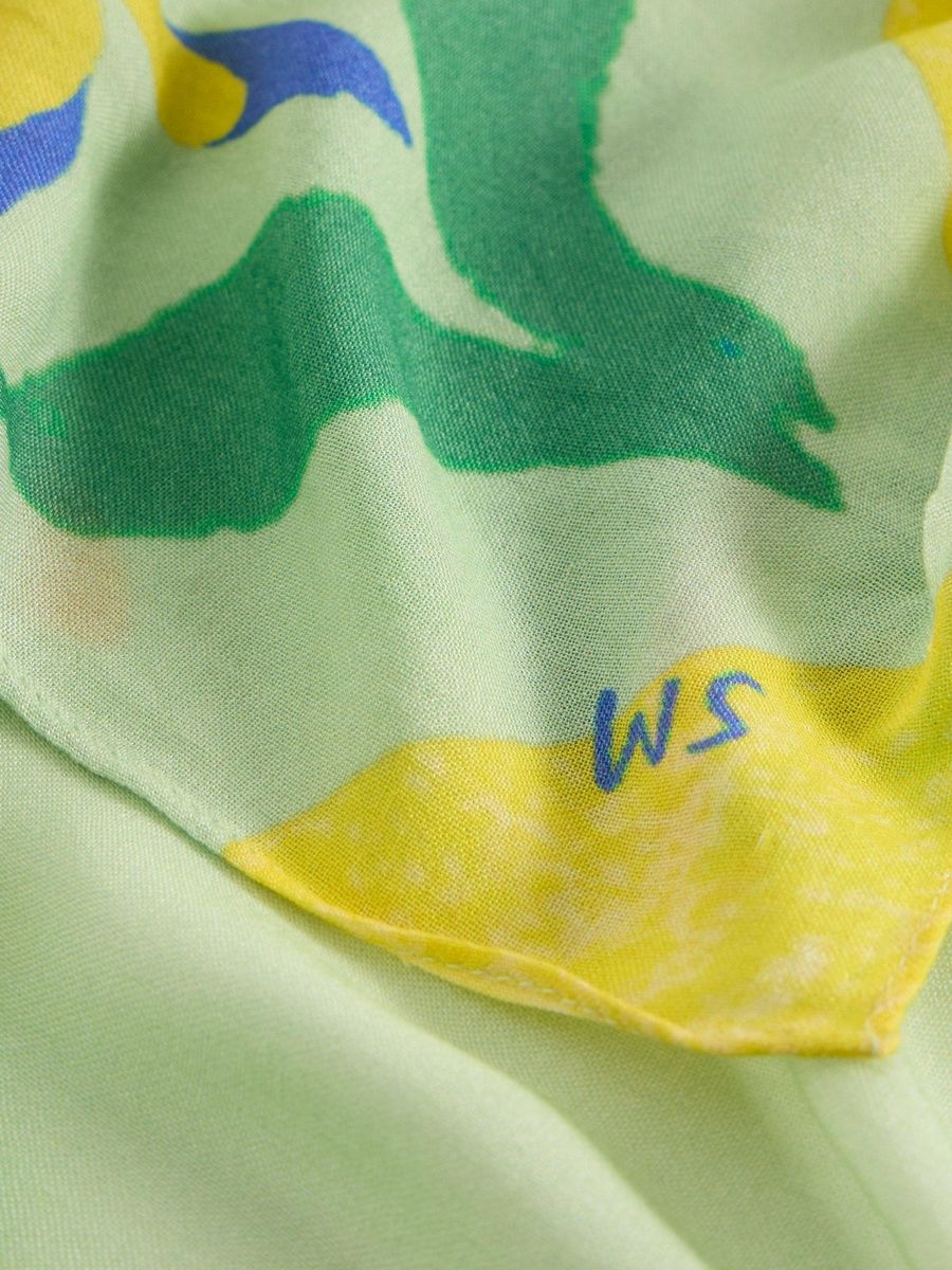 Auffälliger Viskoseschal mit Zitronen- und Blumenprint