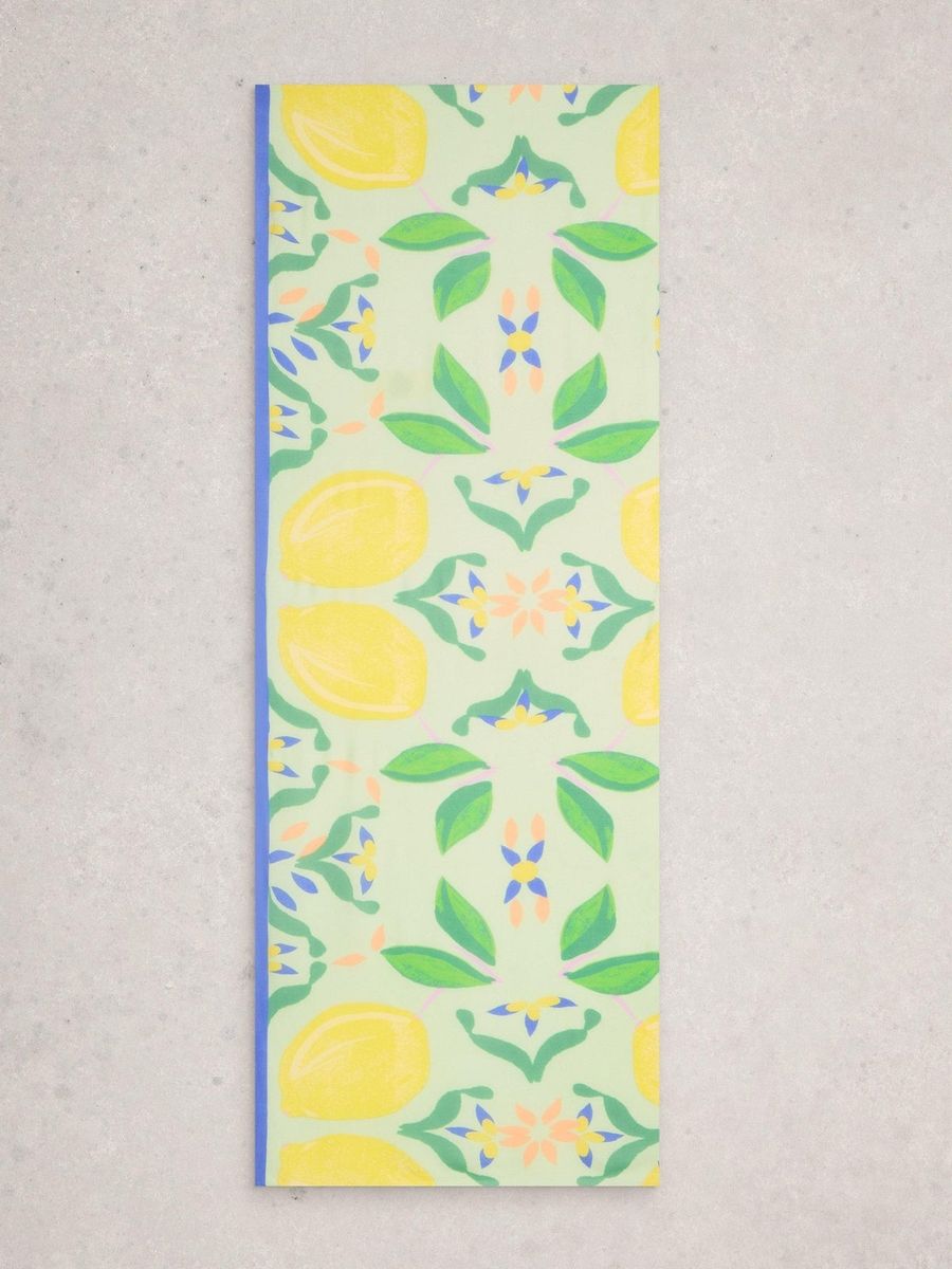 Auffälliger Viskoseschal mit Zitronen- und Blumenprint