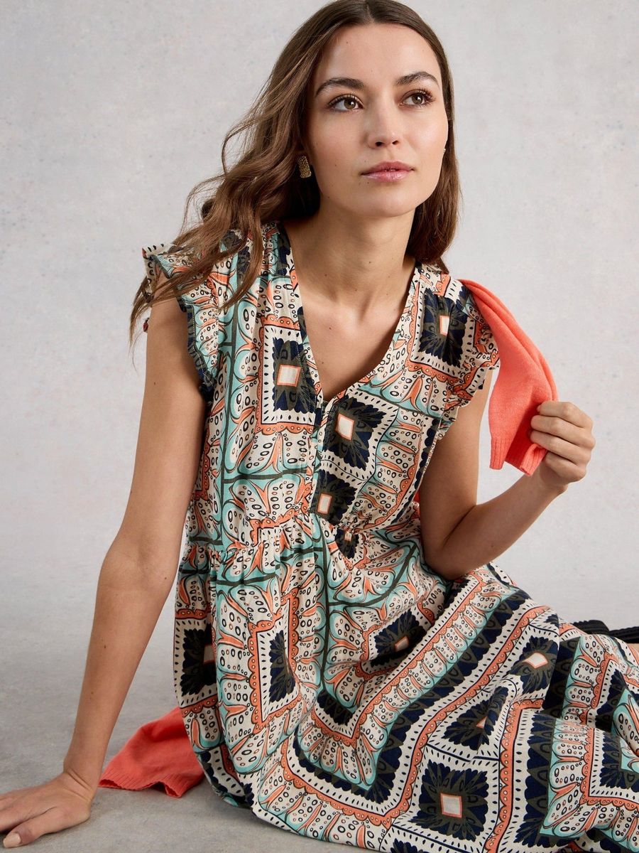Luftiges Maxikleid mit Kachelmuster