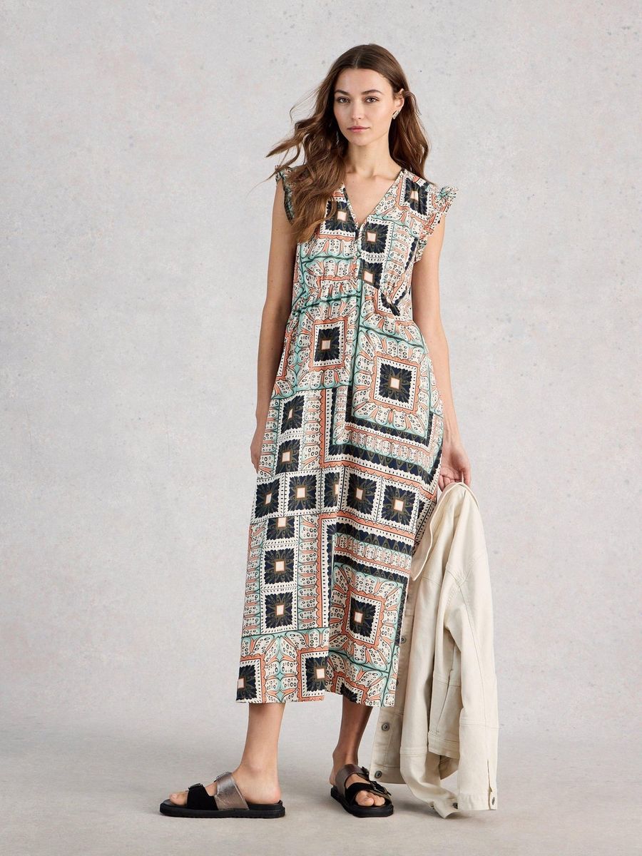 Luftiges Maxikleid mit Kachelmuster