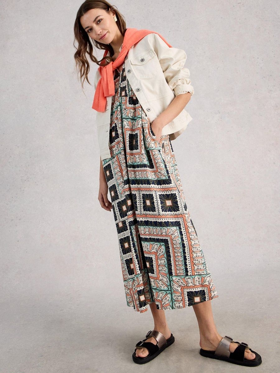 Luftiges Maxikleid mit Kachelmuster