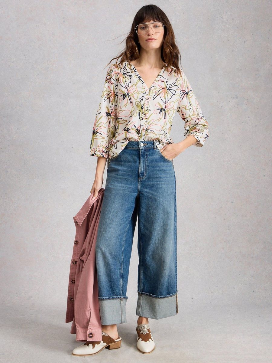 Top aus Bio-Baumwolle mit Blumenmuster