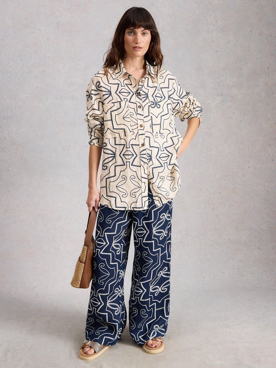 Oversize-Bluse mit abstraktem Linienmuster