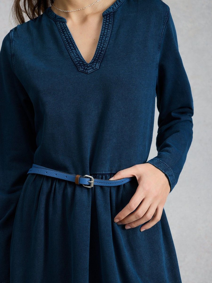 Weiches gerafftes Jersey-Midikleid