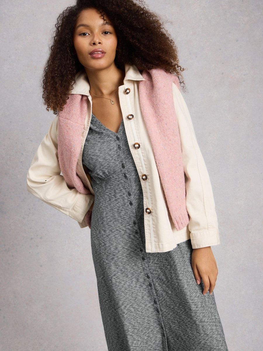 Midi-Jerseykleid mit Knopfleiste