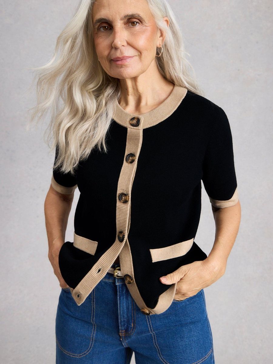 Kurzarm-Strickjacke aus Bio-Baumwolle