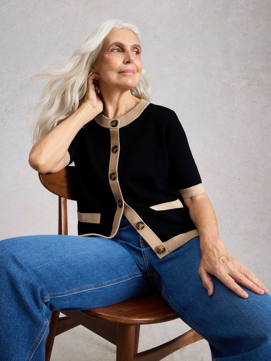 Kurzarm-Strickjacke aus Bio-Baumwolle