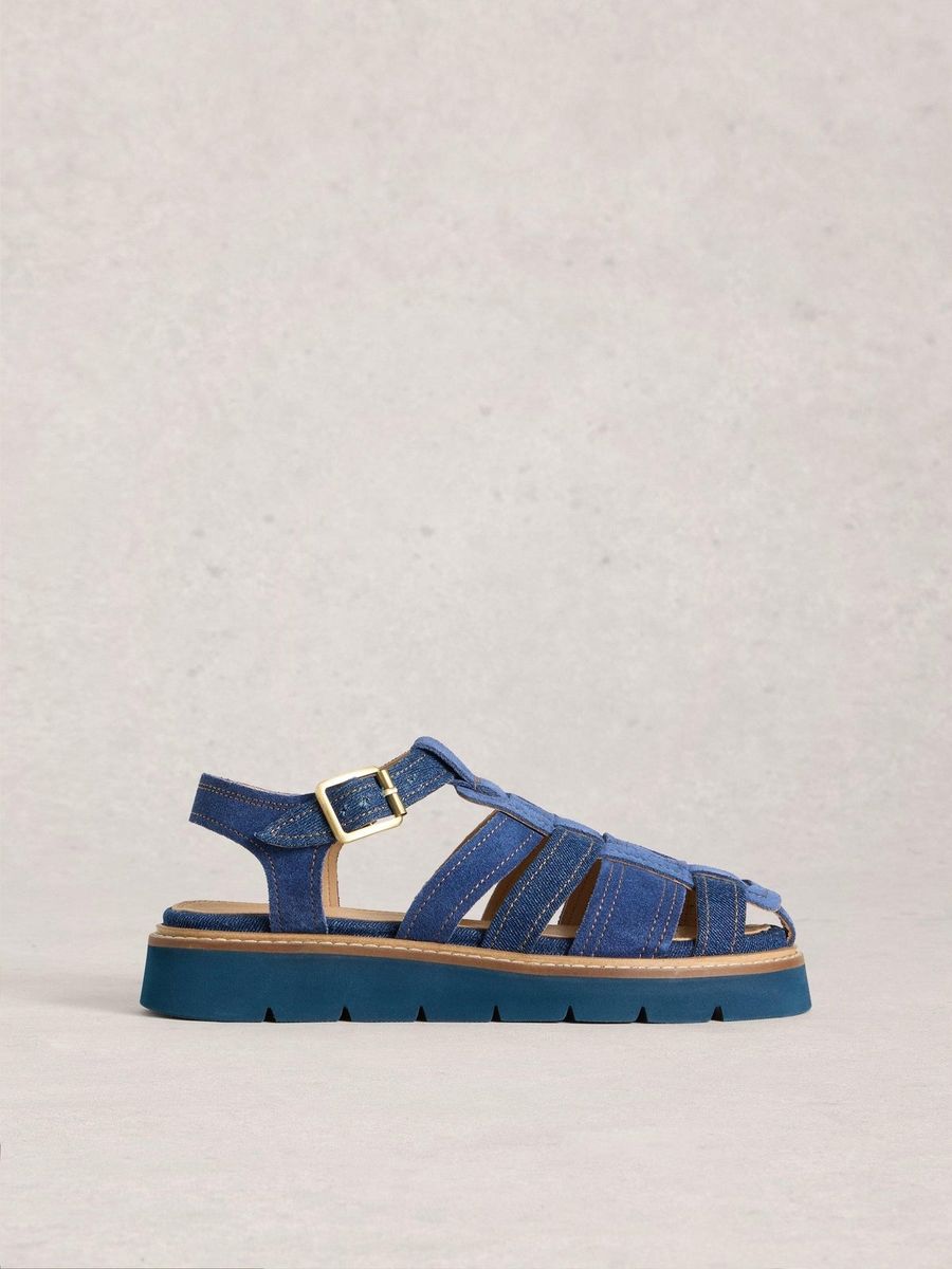 Denim Fisherman Sandalen mit Plateau