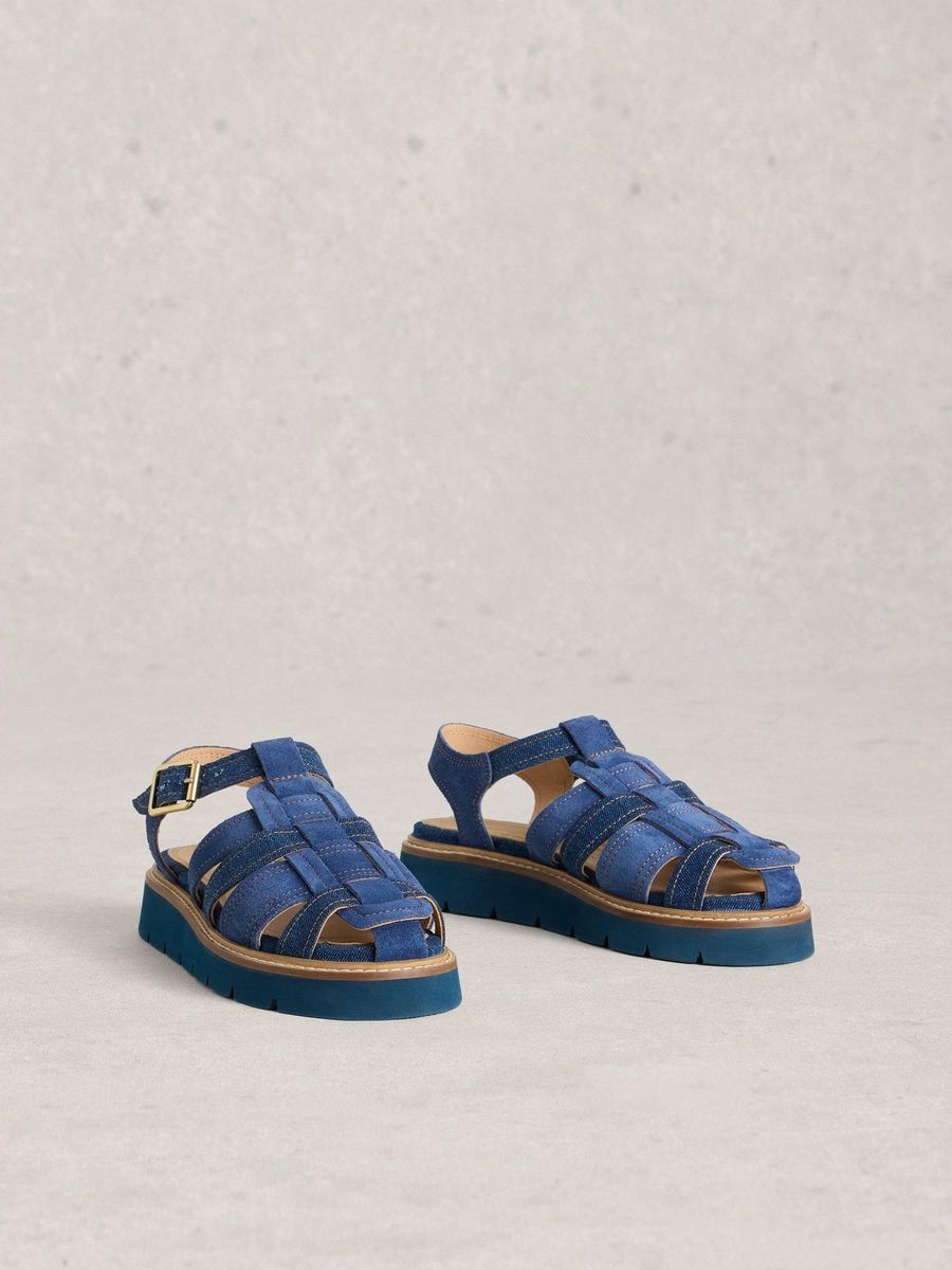 Denim Fisherman Sandalen mit Plateau