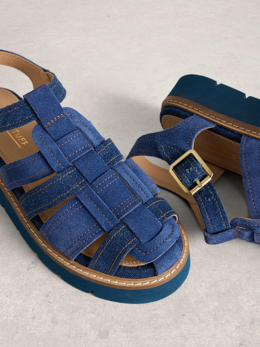 Denim Fisherman Sandalen mit Plateau