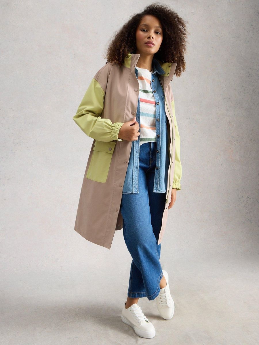 Wasserfester Regenparka im Color-Blocking-Design