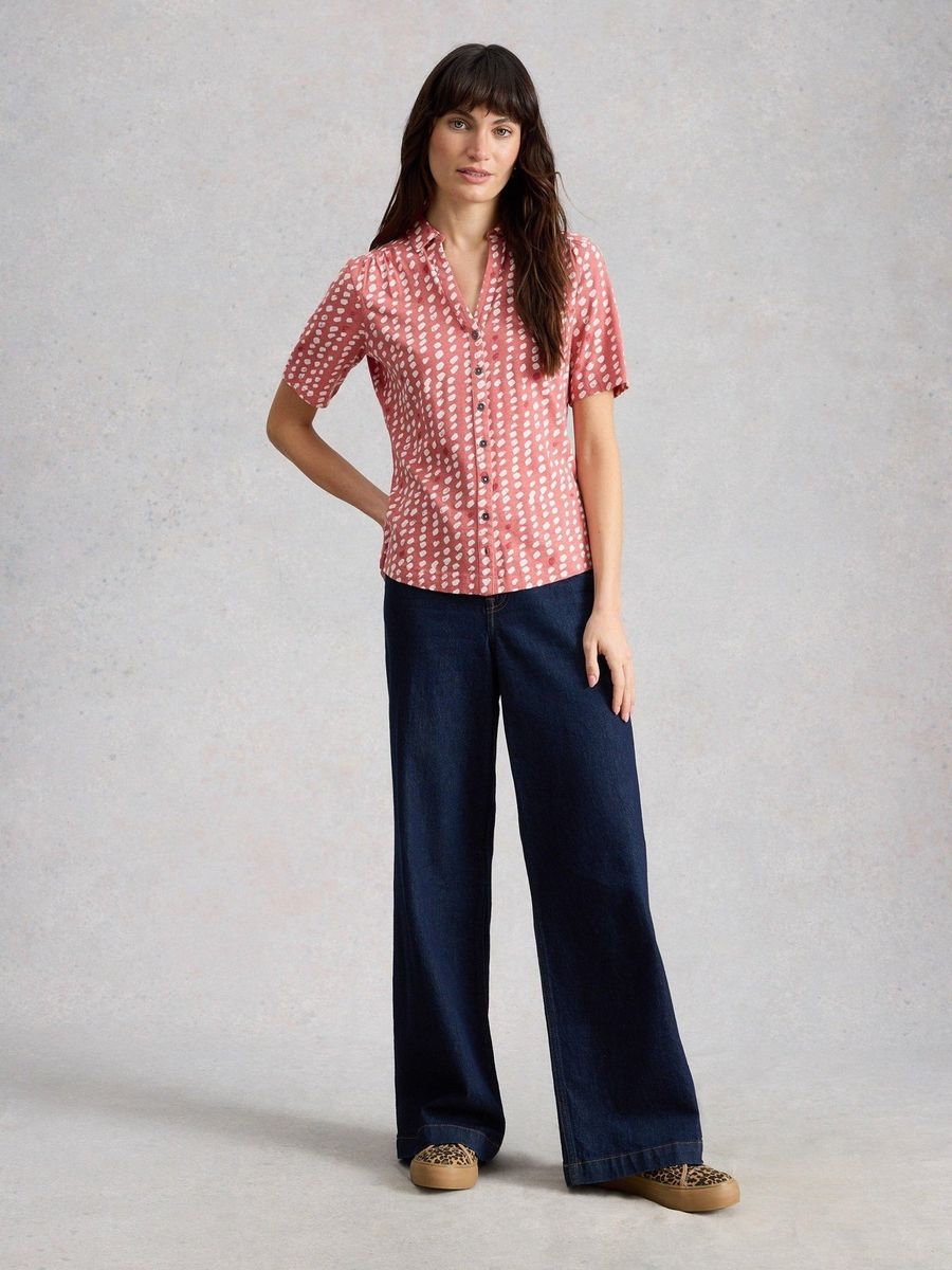 Jersey-Bluse mit abstraktem Punktemuster