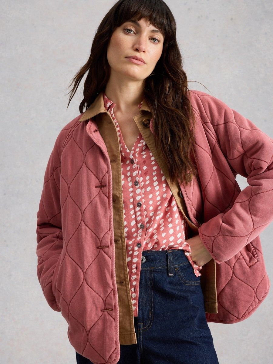 Jersey-Bluse mit abstraktem Punktemuster