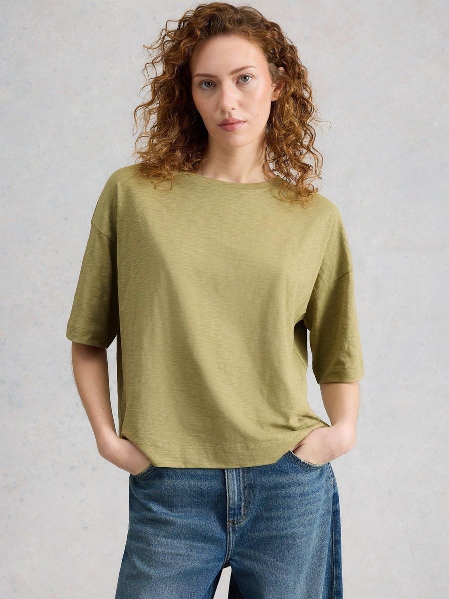 Kastiges Baumwoll-T-Shirt im Boxy-Schnitt