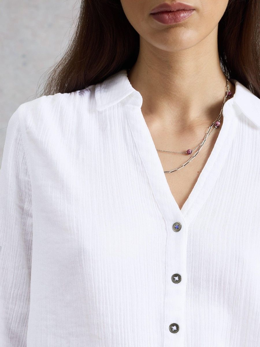 Lässige Bio-Baumwollbluse mit Knopfleiste