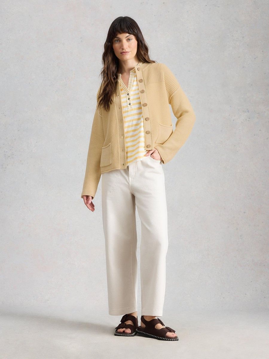 Gerippter Cardigan mit Taschen aus Bio-Baumwolle