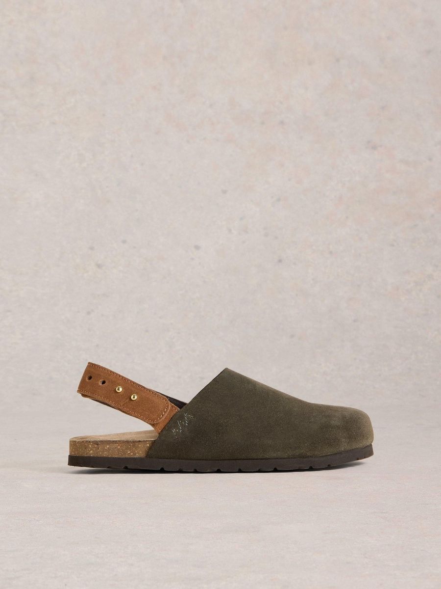 Wildleder-Clogs mit Fersenriemen