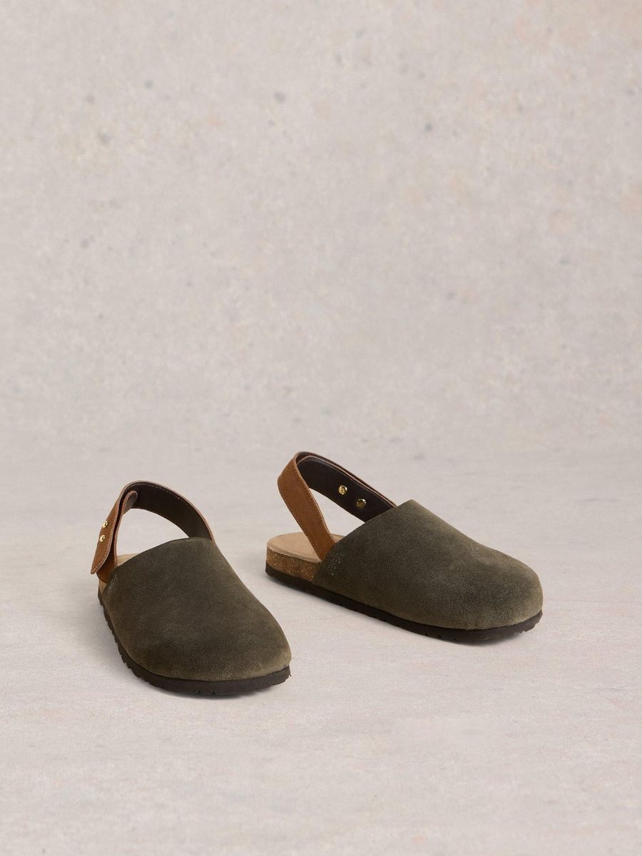 Wildleder-Clogs mit Fersenriemen