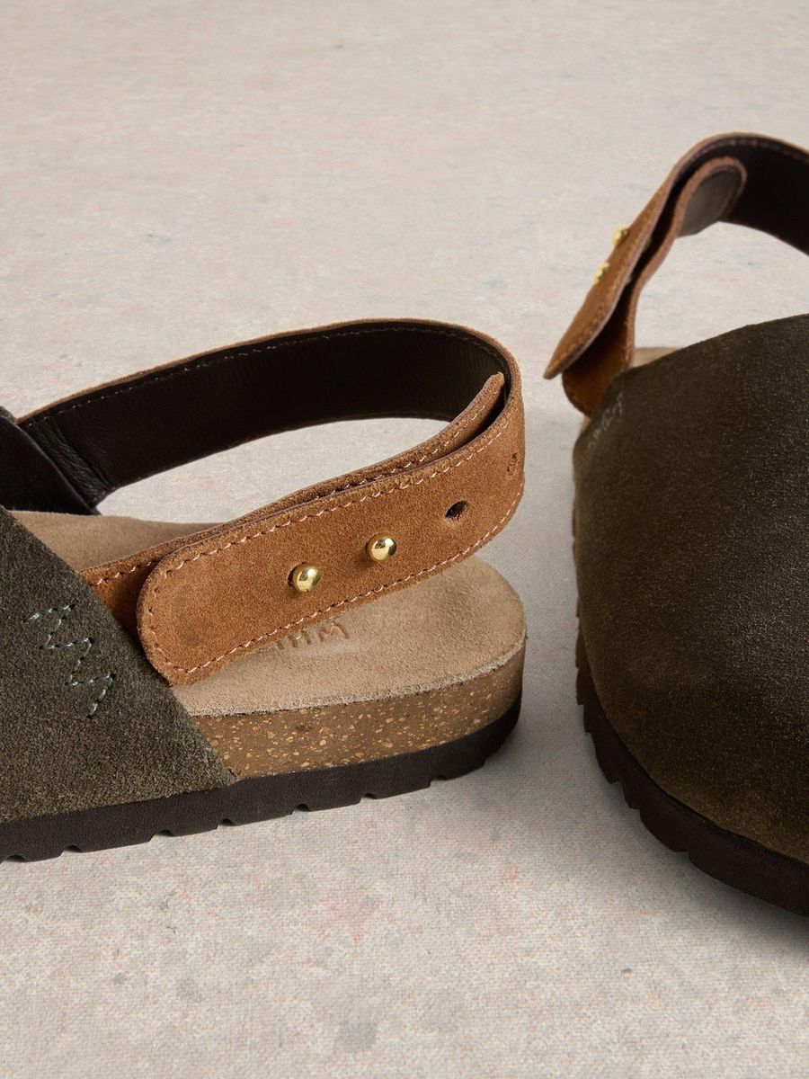 Wildleder-Clogs mit Fersenriemen