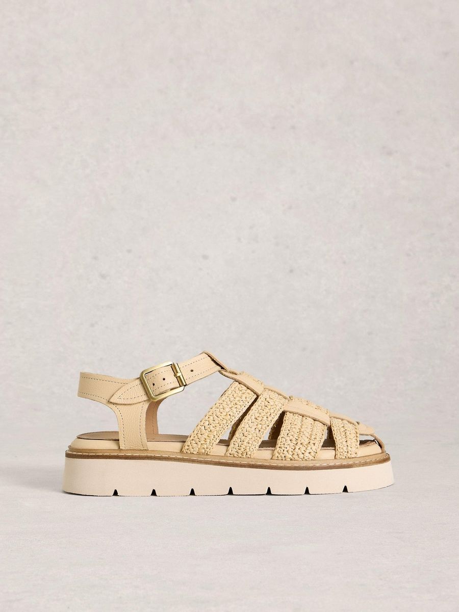 Fisherman-Plateausandalen mit Bast-Geflecht