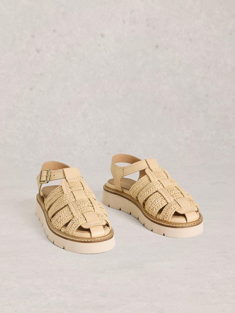 Fisherman-Plateausandalen mit Bast-Geflecht
