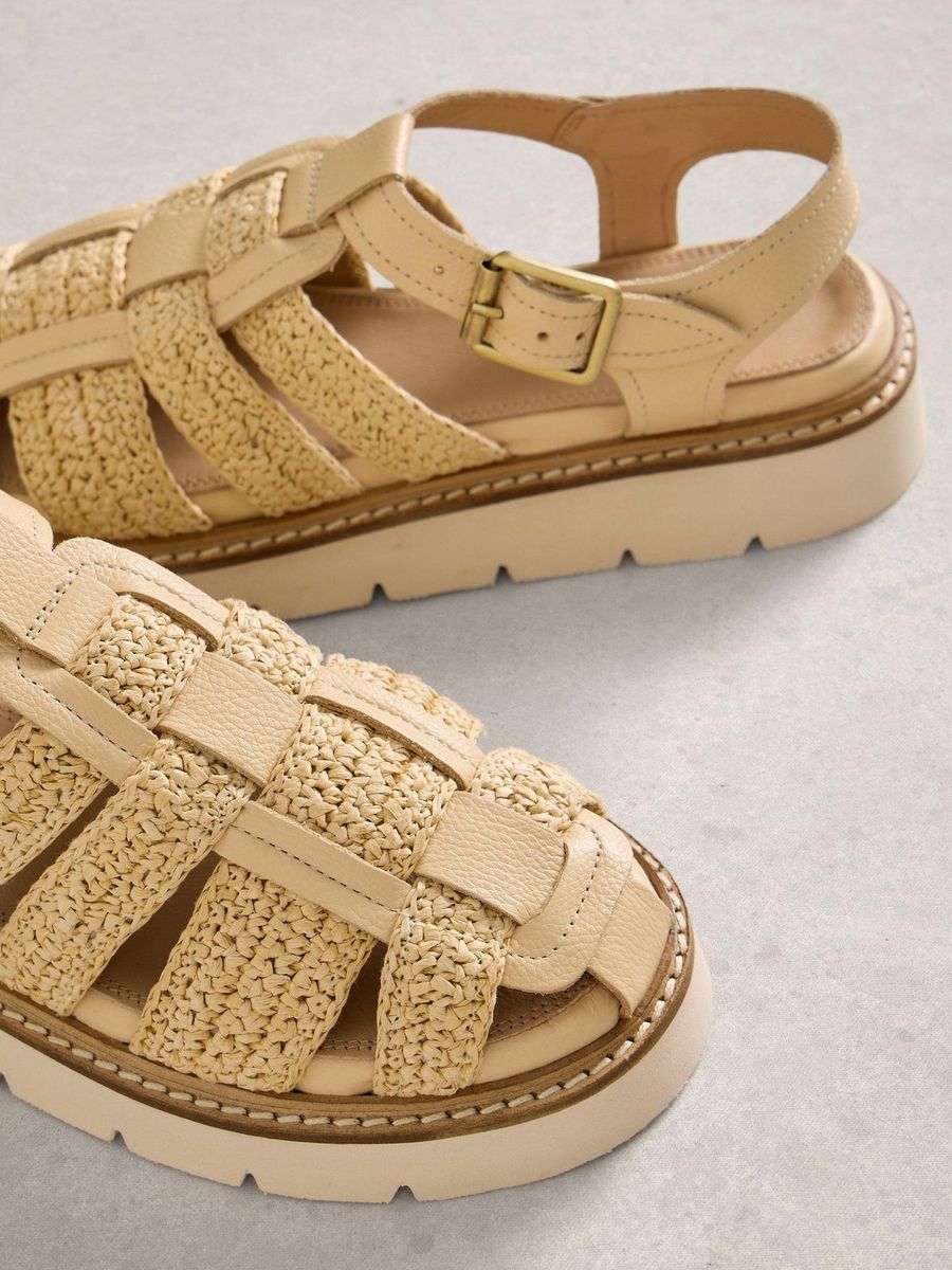 Fisherman-Plateausandalen mit Bast-Geflecht