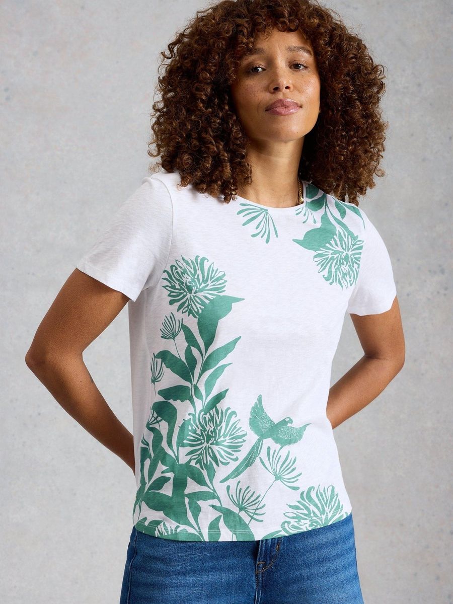 Baumwoll-T-Shirt mit botanischem Print