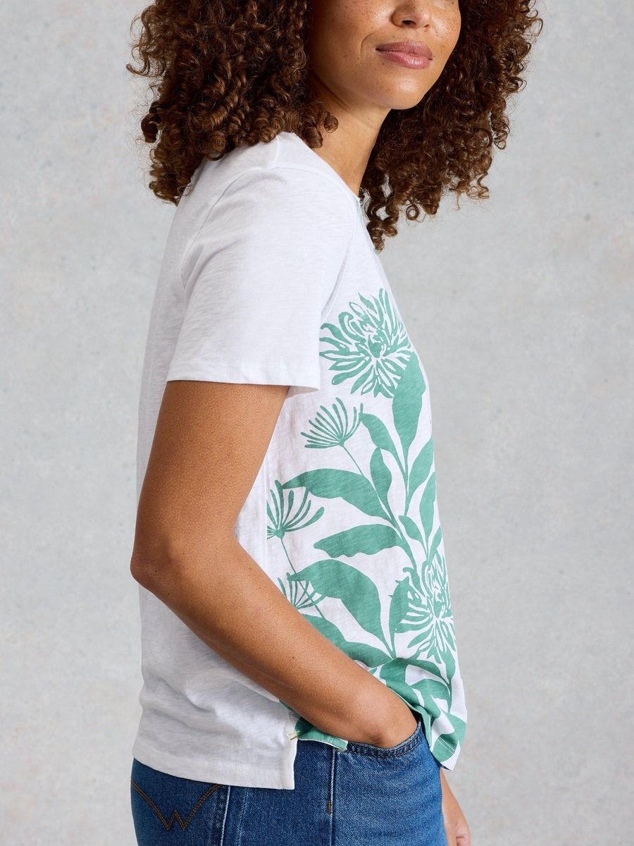 Baumwoll-T-Shirt mit botanischem Print