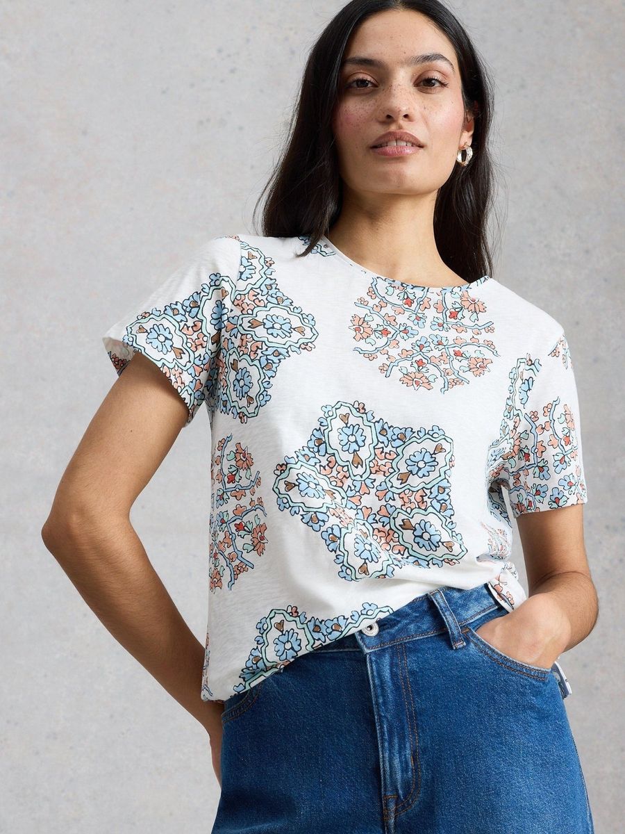 Baumwoll-T-Shirt mit Mandala-Print