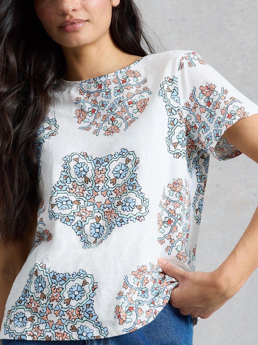 Baumwoll-T-Shirt mit Mandala-Print