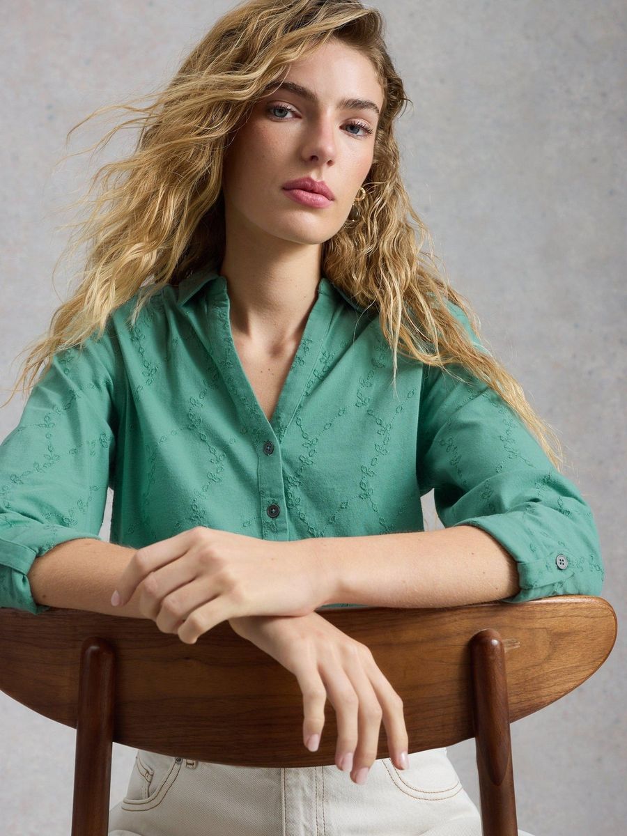 Bestickte Jerseybluse aus Baumwolle