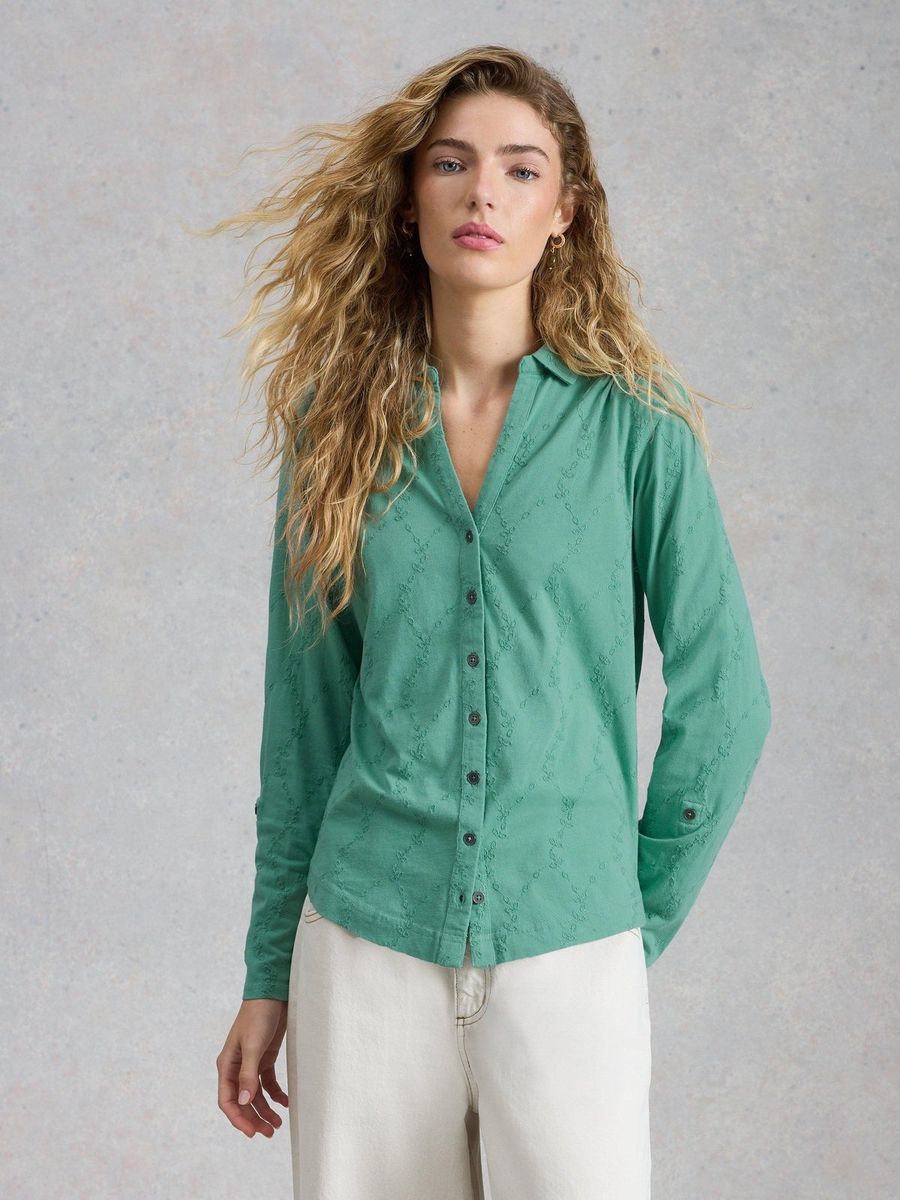 Bestickte Jerseybluse aus Baumwolle
