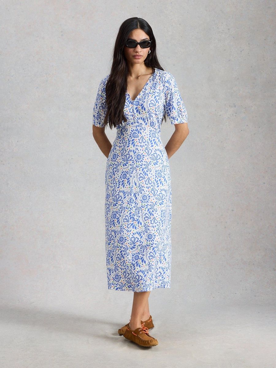 Jersey-Midikleid mit Blumenmuster