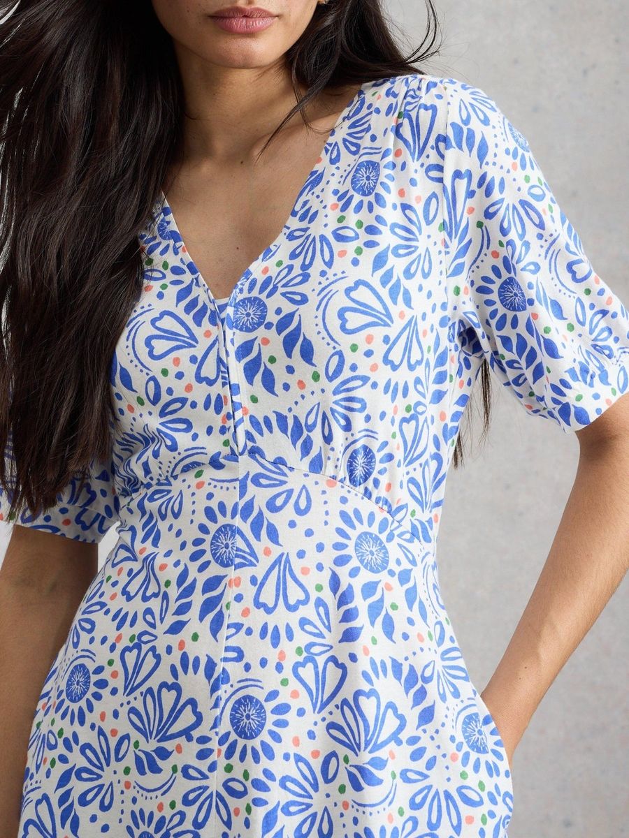 Jersey-Midikleid mit Blumenmuster