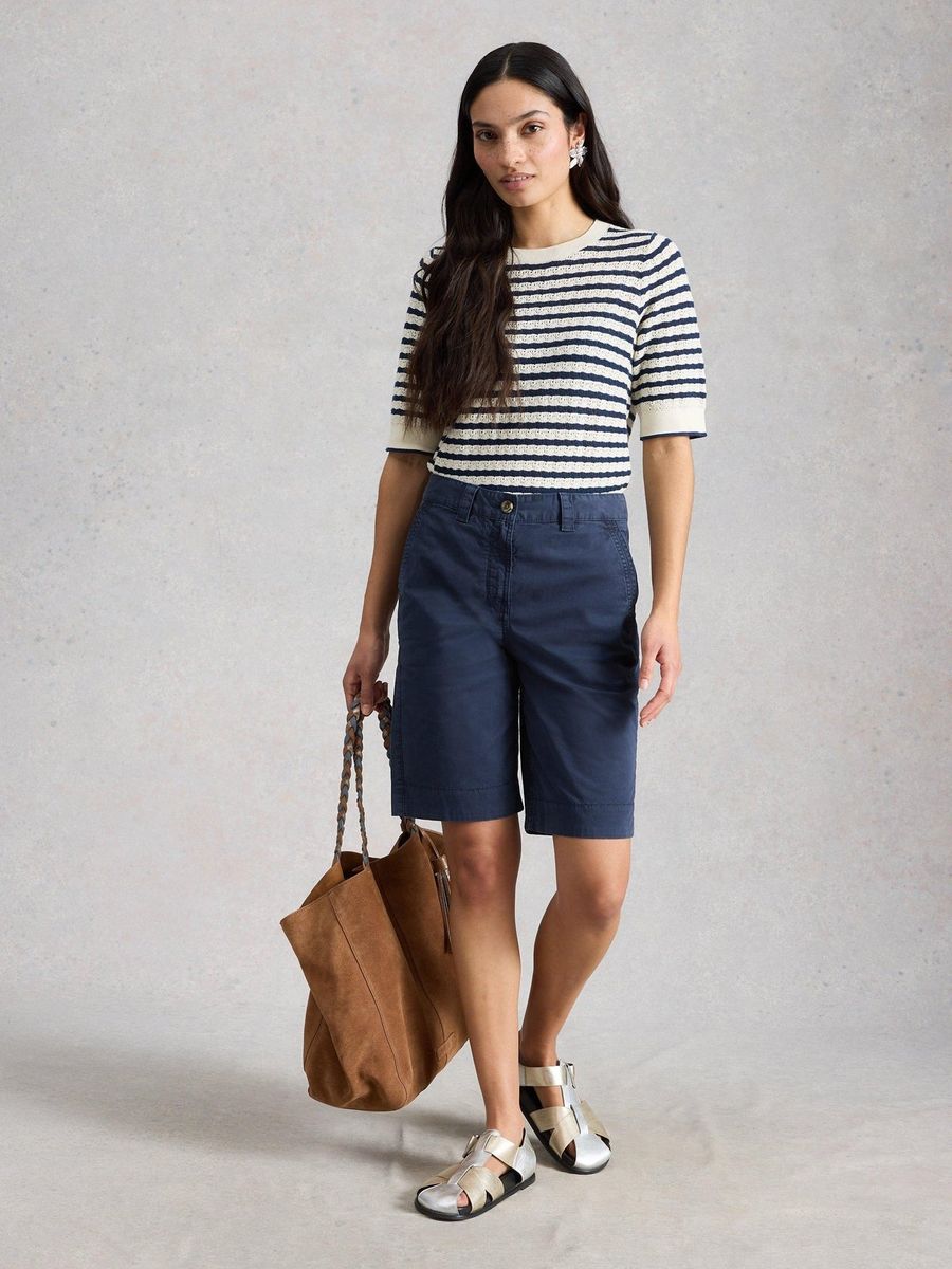 Knielange Chino-Shorts aus Stretch-Baumwolle