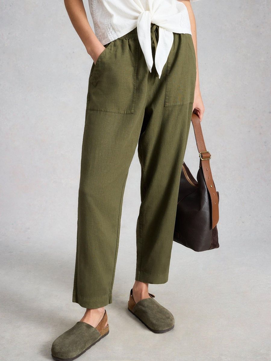 Locker geschnittene Hose aus Leinenmischung