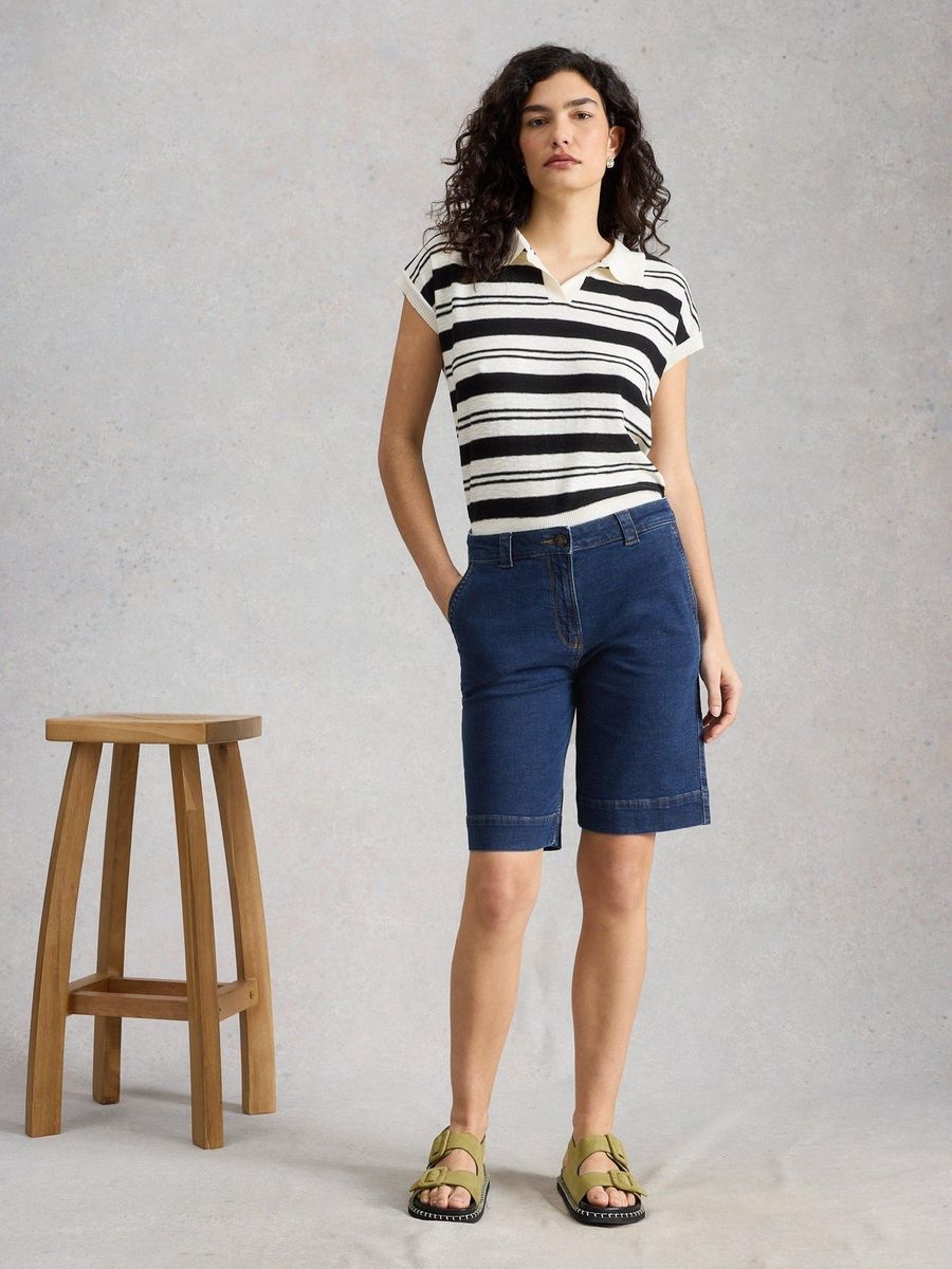 Knielange Jeansshorts aus Bio-Baumwolle