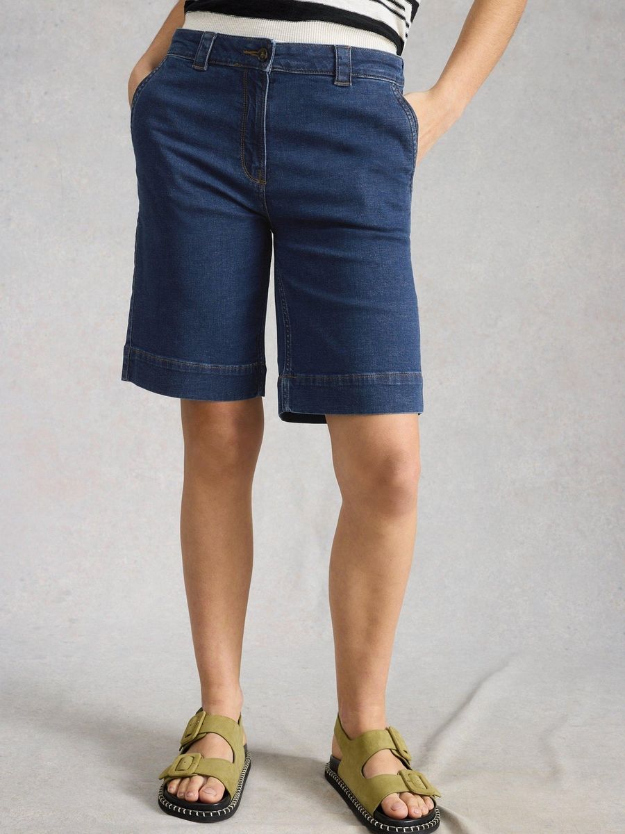 Knielange Jeansshorts aus Bio-Baumwolle