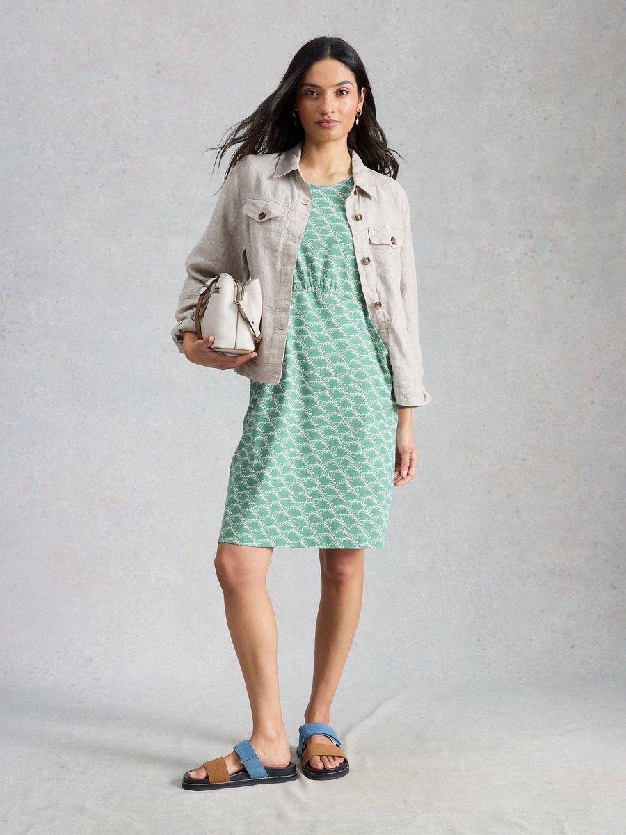 Gemustertes knielanges Jerseykleid