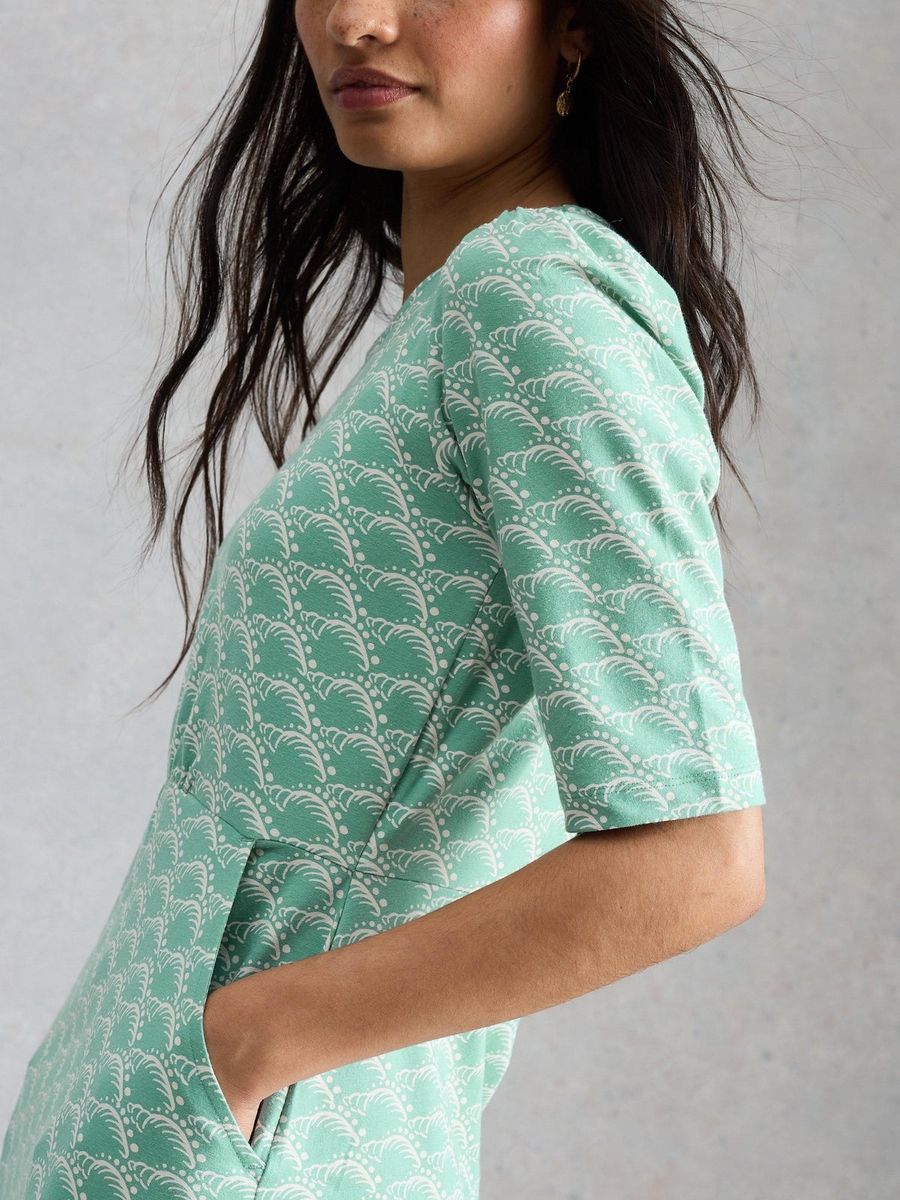 Gemustertes knielanges Jerseykleid
