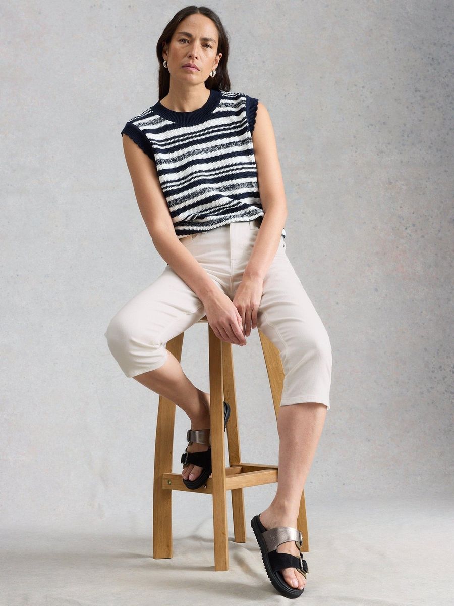 Elastische High-Waist Capri-Jeans