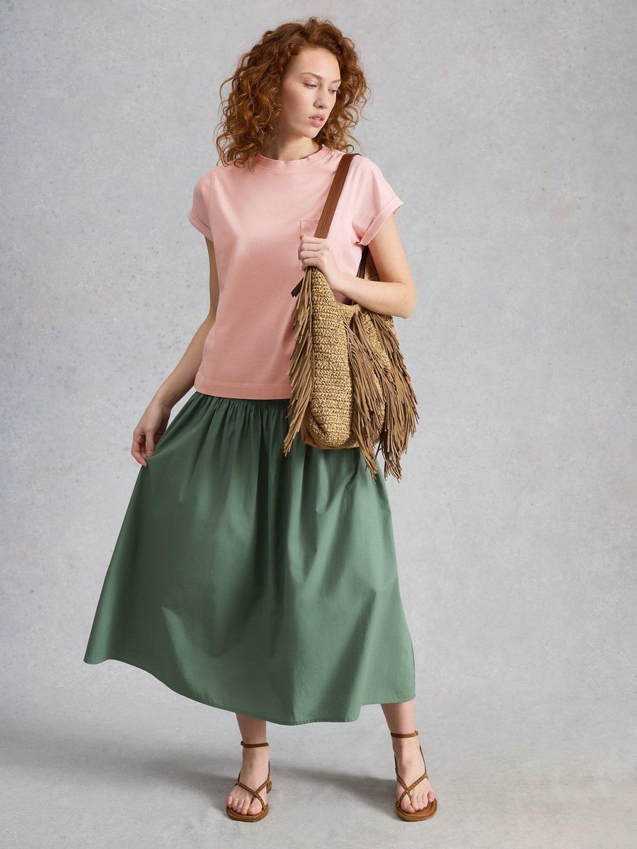 Klassisches Baumwoll-T-Shirt mit Tasche