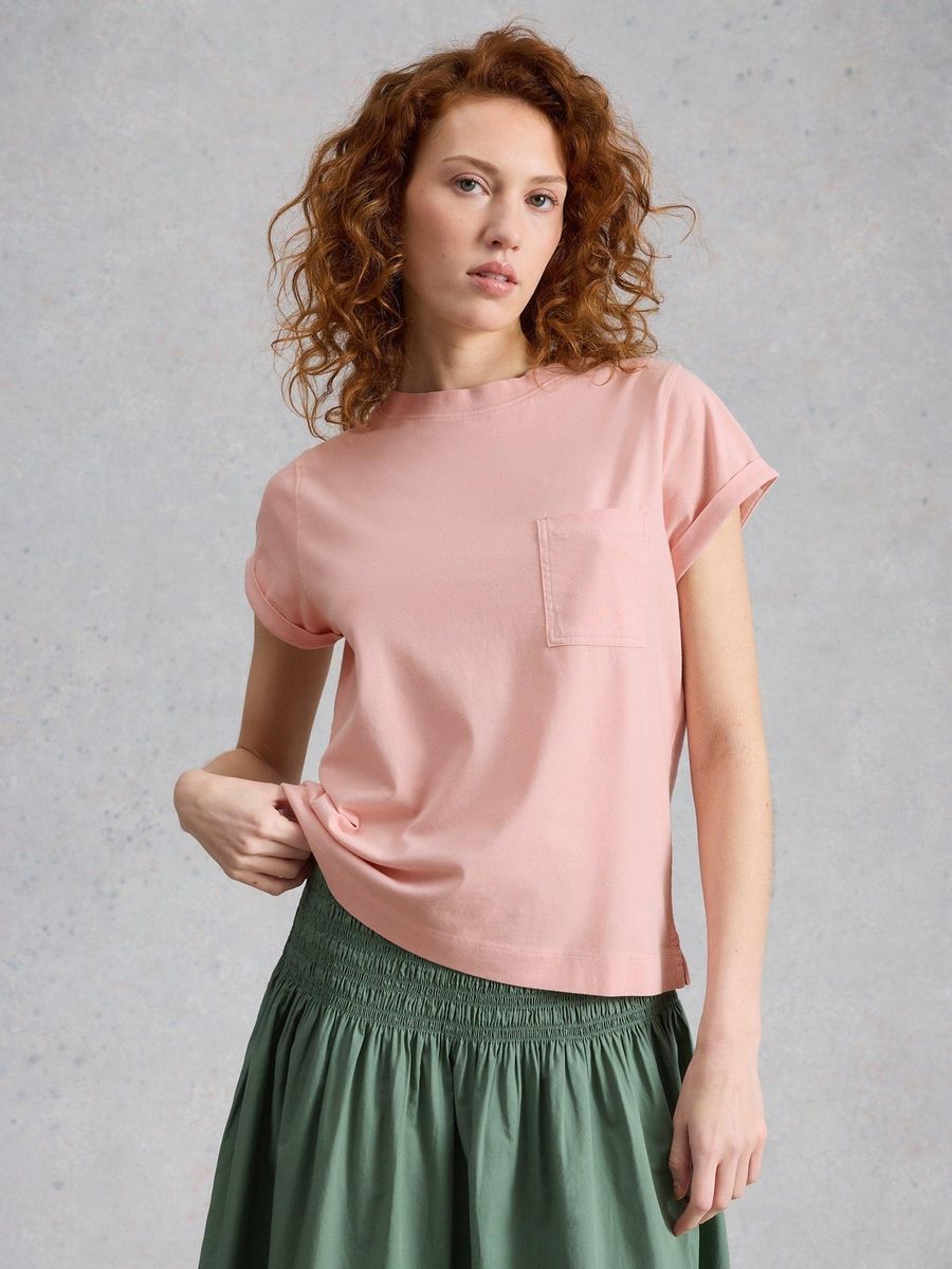 Klassisches Baumwoll-T-Shirt mit Tasche